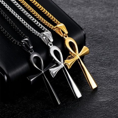Fashion Glossy Cross Men's Alloy Necklace Ancient Egypt Symbol Pendant's discount tags