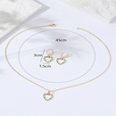 2022 Popular Simple Temperamental AllMatch Fashion Hollowed Heart ShapeShaped Inlaid Zircon Copper Plating m Gold Necklace Earrings Setpicture7