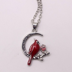 Fashion New Heart-Shaped Bird Engraved Letter Drop Oil Pendant Alloy Necklace