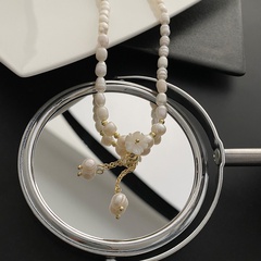 Natürliche Perle Shell Lily Halskette Weibliche Titan Stahl