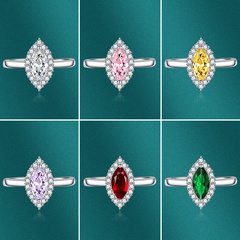 Mode Frauen Farbige Edelsteine Simulation Rosa Diamant Retro Kupfer Ring