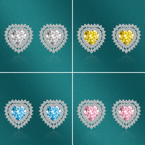 Nuevos pendientes de cobre de gemas de color de corazón de zafiro en forma de corazón para mujer's discount tags