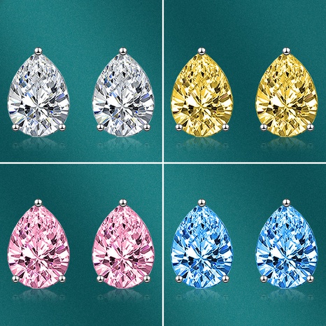Fashion Unique Drop-Shaped Diamond Stud Copper Earrings's discount tags