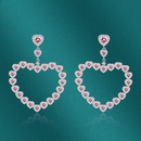 Fashion Retro HeartShaped Full Diamond Pink Copper Earringspicture9