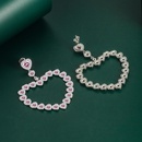 Fashion Retro HeartShaped Full Diamond Pink Copper Earringspicture7