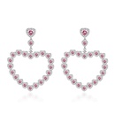 Fashion Retro HeartShaped Full Diamond Pink Copper Earringspicture6