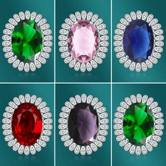 Nouveau Gros Diamant Artificiel Rouge Tourmaline Gemme Cuivre Anneau Ouvert