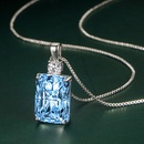 Square Sapphire Fashion Colored Gems Pendant Womens Copper Necklace Jewelrypicture9