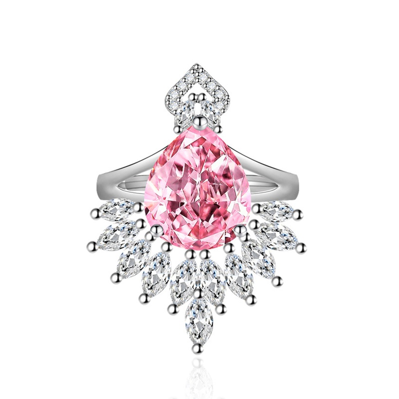 Bijoux Fantaisie Parures Bijoux | Mode Simple Rtro Plein Diamant Couronne Rose Cuivre Anneau Ouvert - WN84141