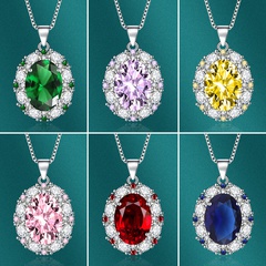 Retro Nachahmung Tauben-Blut Rubin Anhänger Luxus Bunte Diamant Intarsien Halskette