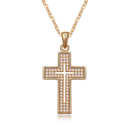 Mode croix de cuivre incrusté zircon pendentif or-plaqué collier's discount tags