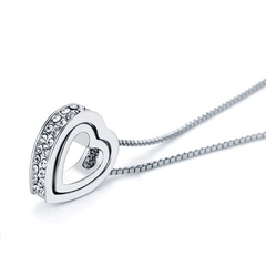 fashion hollow heart rhinestone pendant Necklace Clavicle Chain