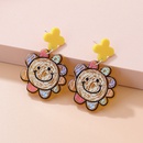 Fashion New Cute Printed Sun Smiley Face Contrast Color Flower Acrylic Earringspicture13