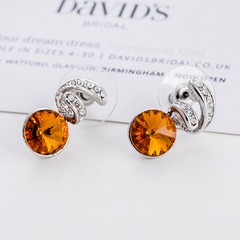 Fashion Round Alloy Gold Plated Crystal Stud Earrings