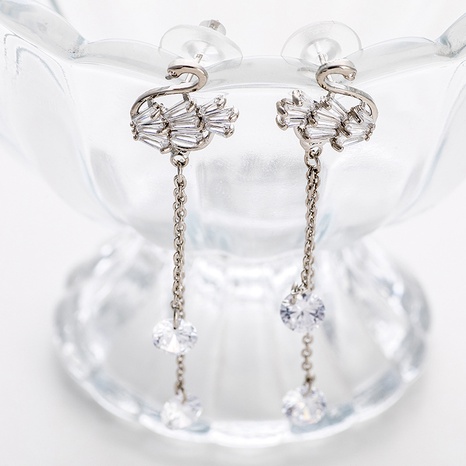 fashion Swan Fringed inlaid rhinestone Earrings's discount tags