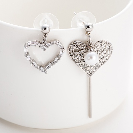 fashion Pearl Diamond hollow Heart pendant Earrings's discount tags