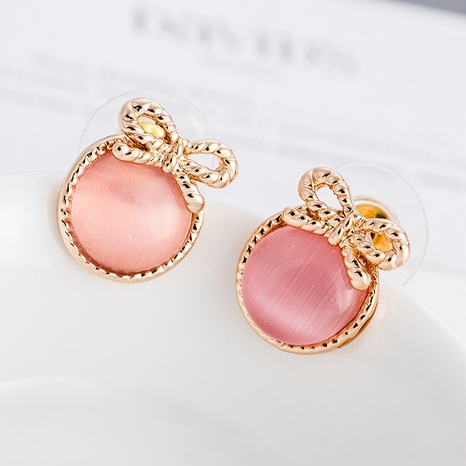 Fashion Bow Semicircle Opal Stone Earrings's discount tags