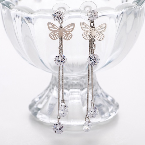 Fashion Simple Long Rhinestone Butterfly Earrings's discount tags