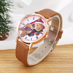Reloj de cuarzo informal con dibujos animados de oso pequeño para niños