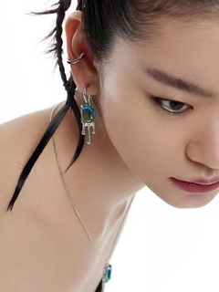 Simple Fashion Colorful Glass Alloy Dual-Use Ear Studs