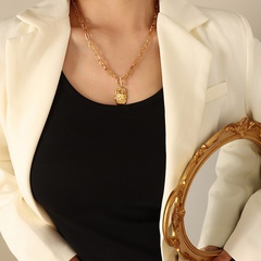 Fashion Double Layer Irregular Pendant Necklace Titanium Steel Gold Plated