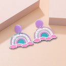 Fashion New Acrylic Cartoon Graffiti Heart Shaped Clouds Arch Rainbow ColorBlocking Earringspicture15