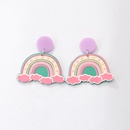 Fashion New Acrylic Cartoon Graffiti Heart Shaped Clouds Arch Rainbow ColorBlocking Earringspicture21
