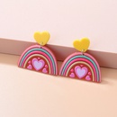 Fashion New Acrylic Cartoon Graffiti Heart Shaped Clouds Arch Rainbow ColorBlocking Earringspicture19