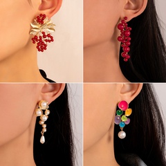Fashion Jewelry Acrylic Pearl Inlaid Alloy Irregular Geometric Earrings