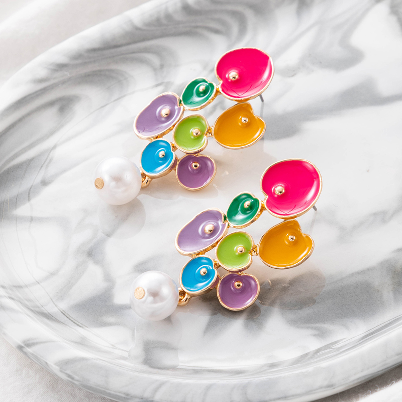 Bijoux de mode Acrylique Perle Incrust Alliage Irrgulire Gomtrique Boucles Doreillespicture5