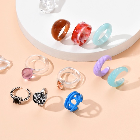 Fashion round Resin Women's Transparency Gradient Alloy Ring's discount tags