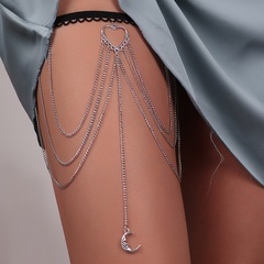 Fashion Ornament Beach Heart Shaped Moon Leg Ring Casual Multi-Layer Chain Tassel Thigh Chain
