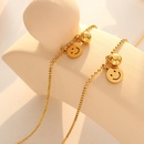 Mode Geometrische runde Marke Smiley Halskette Titan Stahl Vergoldet 18K Gold runde Perlepicture3