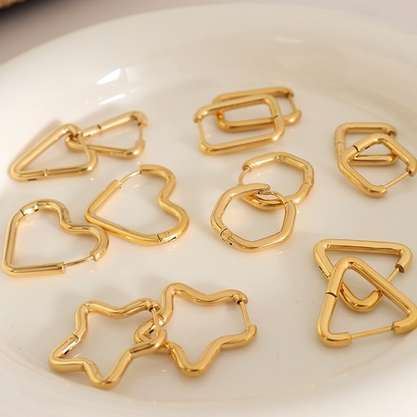Moda tridimensional geométrico forma de corazón pendiente titanio acero 18K oro's discount tags