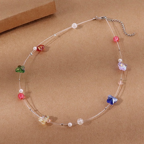 Fashion Fresh Creative Micro Glass Bead Butterfly Pearl Necklace's discount tags