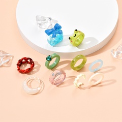 Resin Ring Simple Plastic Transparent Candy Color  Acrylic Ring