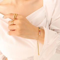 Fashion Neutral Minimalist Color Zircon Bracelet Titanium Steel Gold-Plated Chain