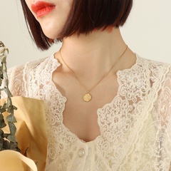Fashion Full Diamond Irregular Pendants Necklace Titanium Steel Plated 18K Gold Ornament