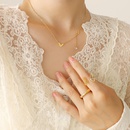 Fashion Cute Heart Double Tassel Diamond Pendant Necklace Titanium Steelpicture3