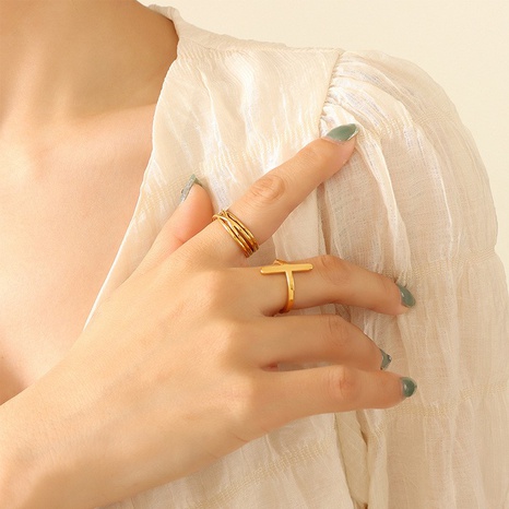 Accesorios de moda Cruz titanio acero 18K chapado en oro anillo joyería's discount tags