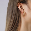 Mode Twist Hohl CFrmigen Weibliche Titan Stahl Vergoldet 18K Reales Gold Stud Ohrringepicture2