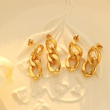 Einfache Mode Titan Stahl Halskette Weibliche Zubehör Ohrringe Schmuck Set's discount tags