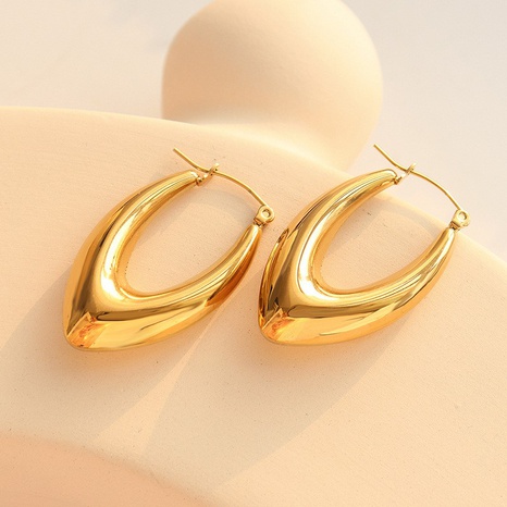 Mode Geometrische U-Geformte frauen Nicht-Mainstream Titan Stahl Gold-Überzogene Ohrringe's discount tags