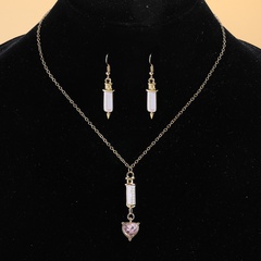 Fashion Creative New Earrings Heart Shaped Ear Hook Necklace Alloy Set Simple Jewelry