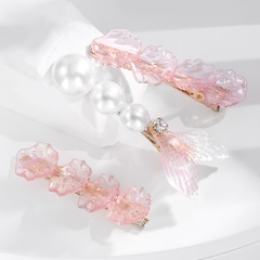 INS Internet Hot Sweet Maiden Pearl Pink Shell Mermaid Tail Barrettes Set Delicate Rhinestone Hair Accessories