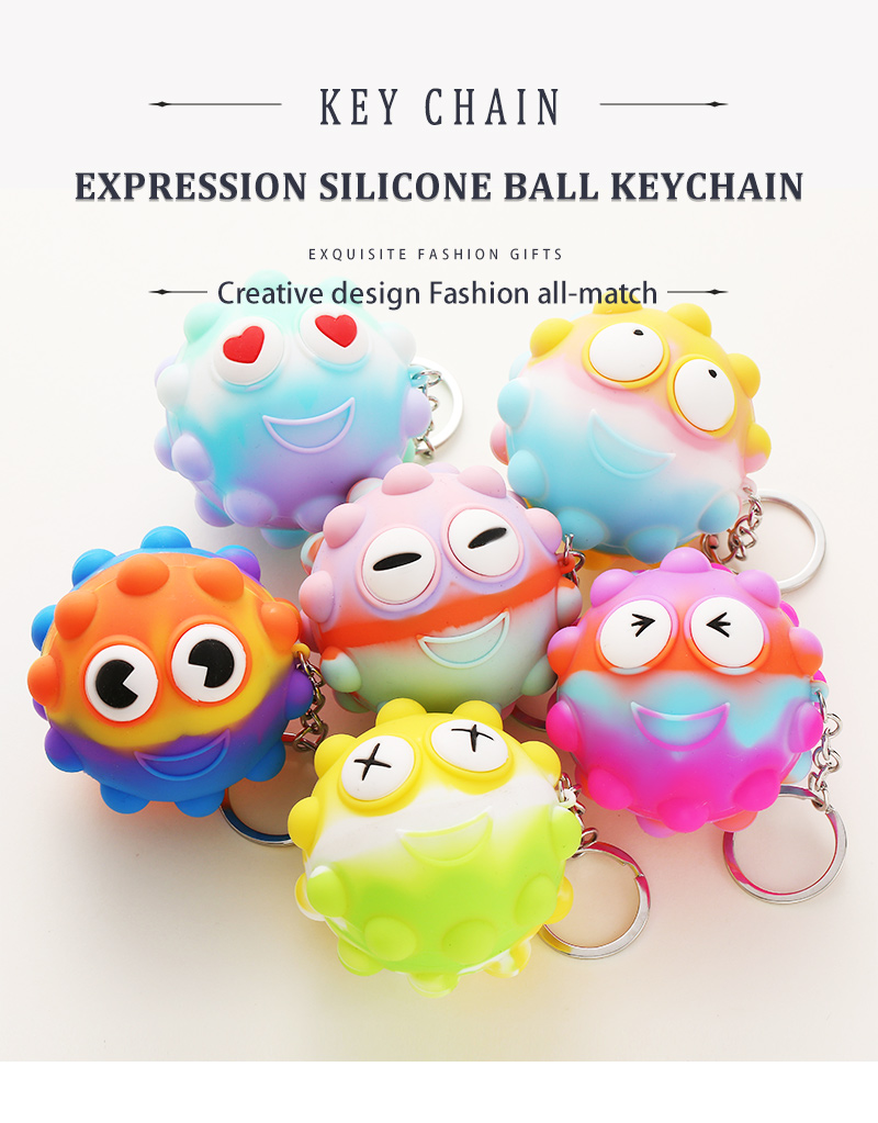 Nette Silikon Dekompression Blase Ball Keychain Dekompression Spielzeug Schlssel Anhngerpicture1