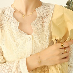 Fashion Bracelet Necklace Jewelry Set Titanium Steel Gold-Plated Star Moon