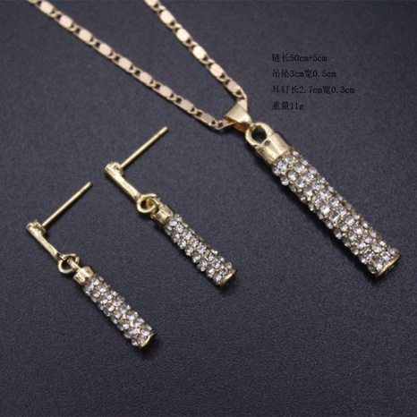 Fashion Diamond-Embedded Cylindrical Stick Earrings and Necklace Set's discount tags