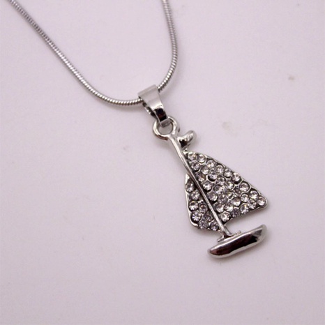 Fashion Diamond Sailboat Pendant Clavicle Necklace Alloy Wholesale's discount tags