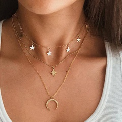 Fashion Ornament Multi-Layer Star Moon Alloy Long Necklace